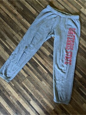 Grey Sweatpants with Red 'Famous State' Graphic
